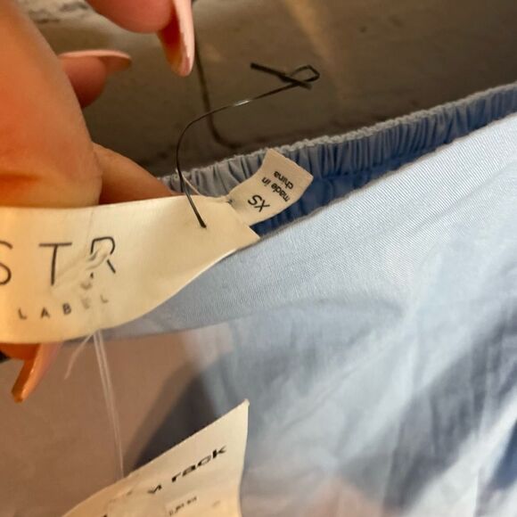 ASTR Poplin Tiered Midi Dress XS Puff Sleeve Blue NWT - Picture 6 of 12